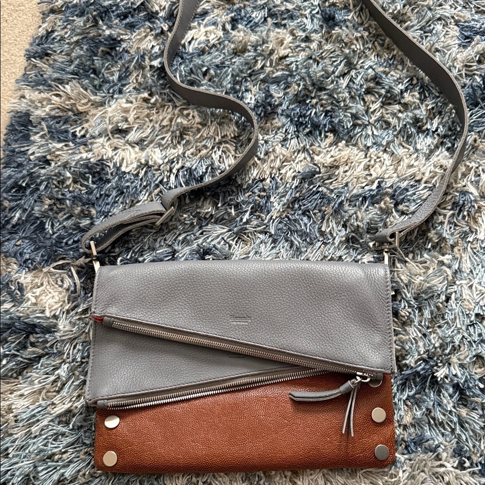 Hammitt Gray and Brown Leather Crossbody Bag